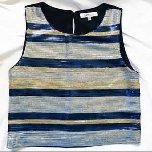 Lucy Paris Gold, Silver, and Navy Sequin Crop Top